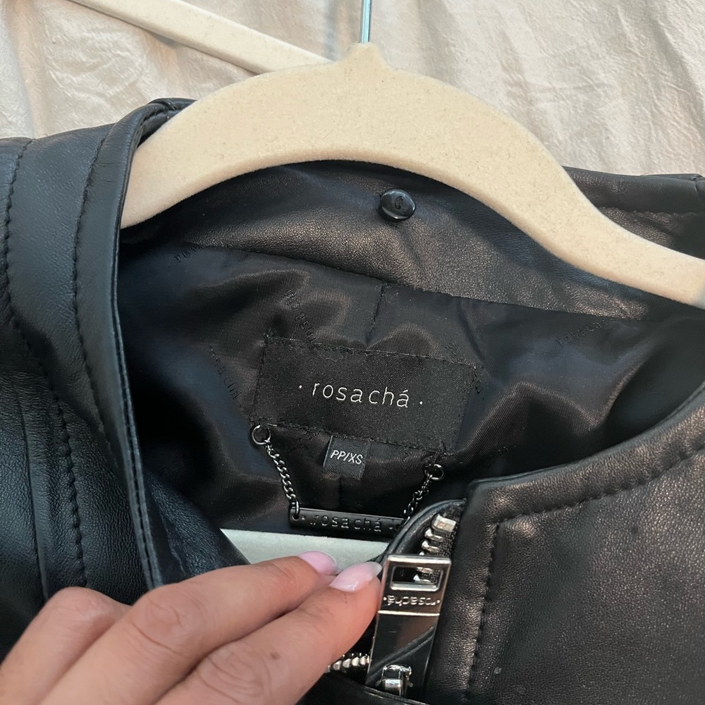 Rosa cha leather jacket with removable fur collar